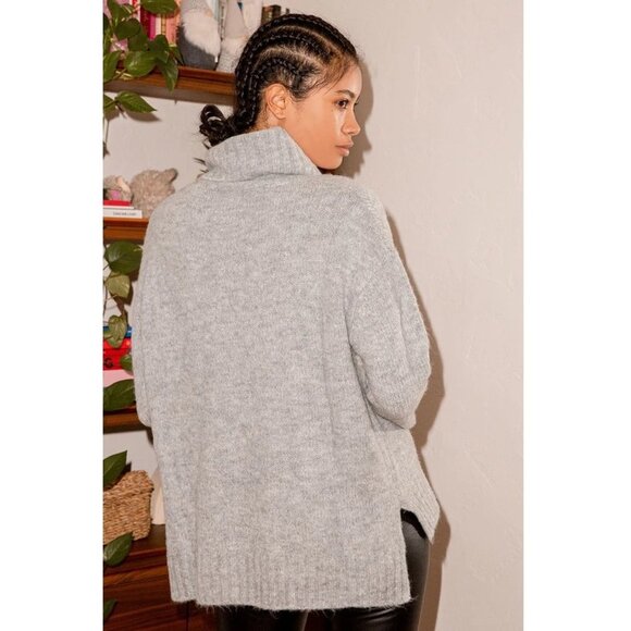 Lulu's Favorite Dream Heather Grey Turtleneck Sweater Gray Women Size L - Picture 2 of 11